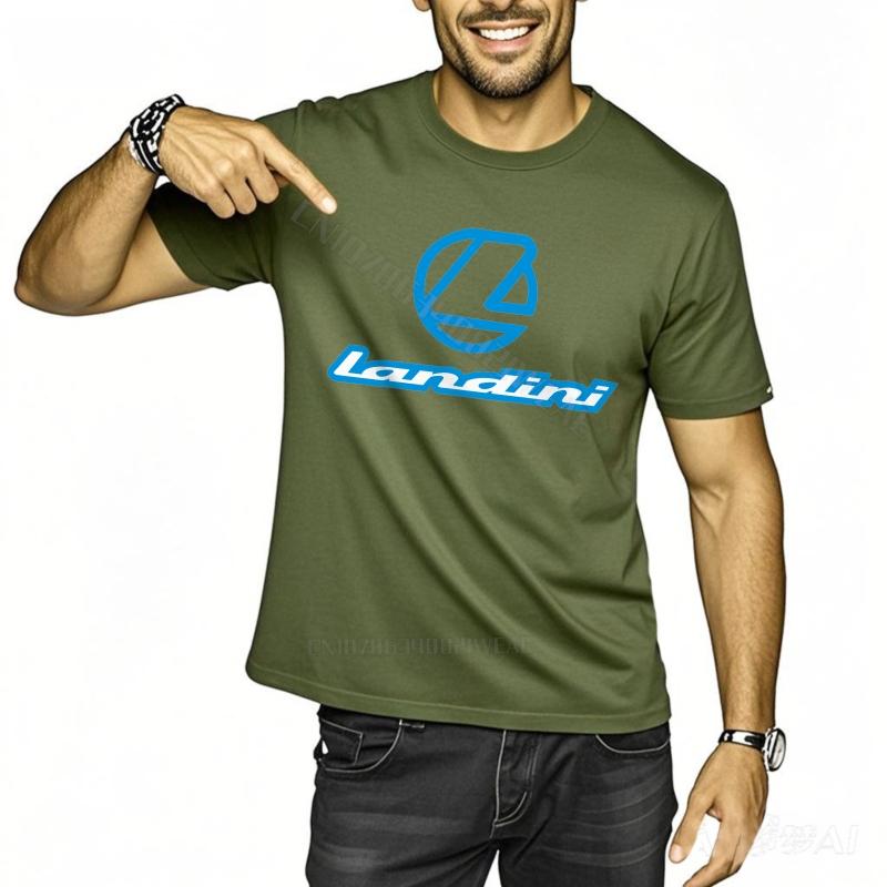 Rock tshirt Brand Solid Color Tshirt Landini Logo On Black Daily Wear Crew Neck Tshirt Classic Daily Wear Breathable Tee
