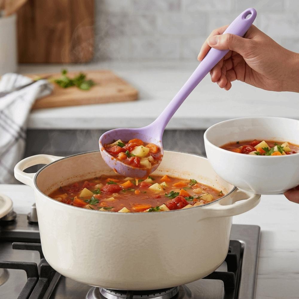 Round Wide Spoon Head Soup Ladle Non-scratch Pan Serving Scoop Non-stick Spoon Hot Pot