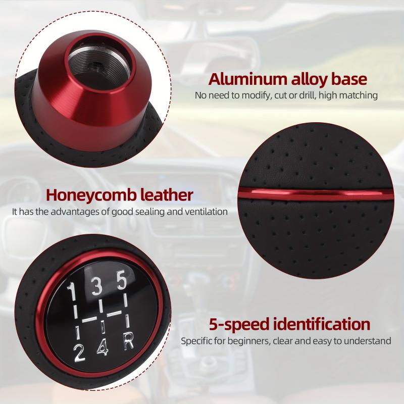 5 Speed Universal PU Leather Gear Shift Knob Manual Car Gear Stick Head Shift Replacement Knob Modified Shift Head
