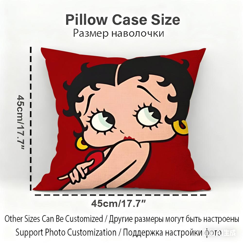 Наволочка Betty Boop для домашнего декора, льняная наволочка для диванной подушки: Приятный к коже и дышащий с невидимой молнией