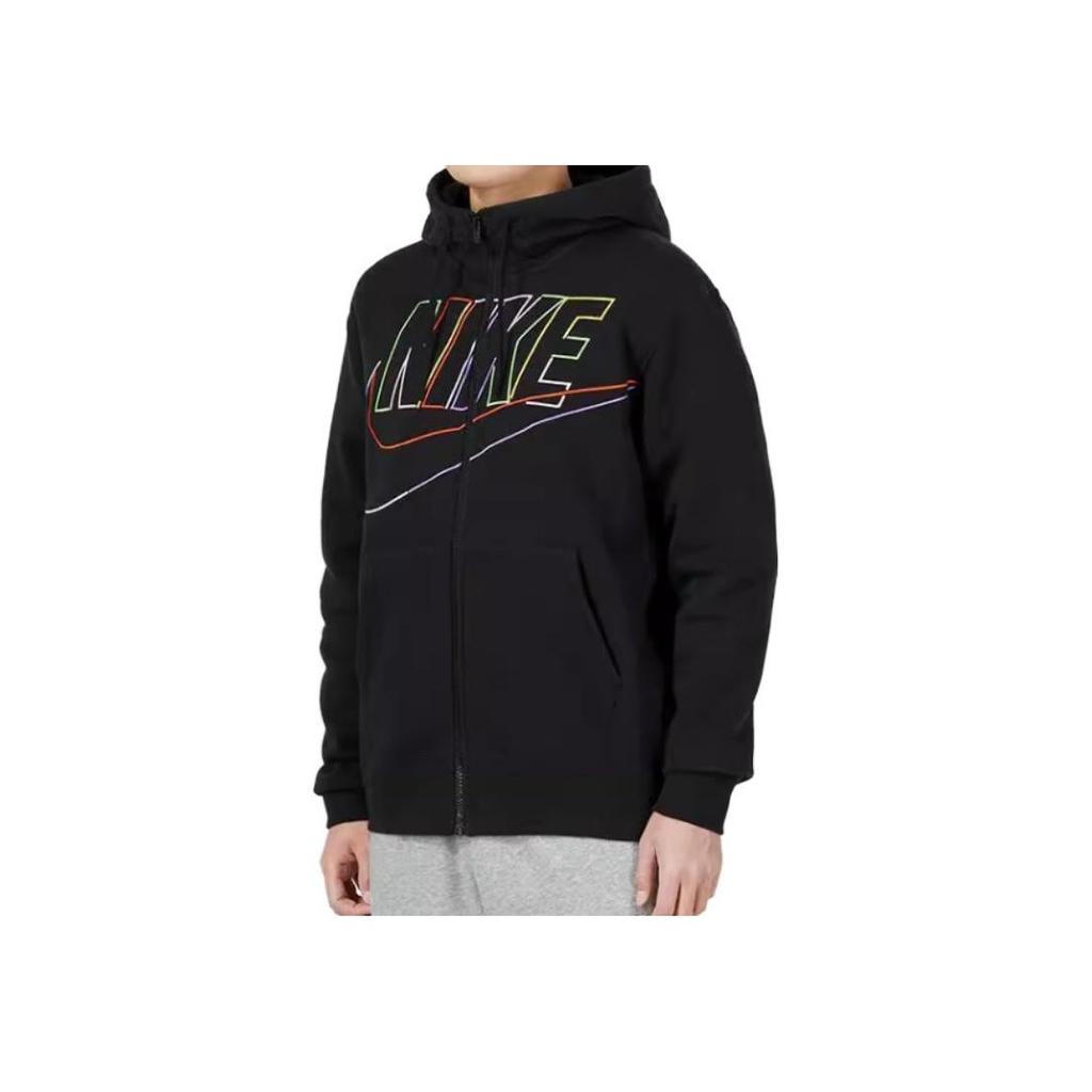 Nike Logo Embroidered Print Hooded Jacket Men Outerwear Black DX0536-010