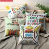 2D Flat - 4pcs Pillowcase, Cushion Covers, 2D Flat Printing, Home And Kitchen Supplies, Bedding, Home Decor, Book-Themed Covers, with Colorful Book Il
