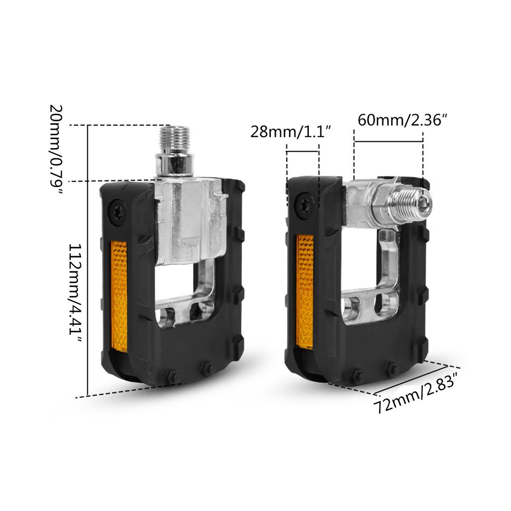 Folding Bike Pedals Non-Slip Mountain Bike Pedals with Reflective Strips Aluminum Alloy Wide Flat Cycling Pedals