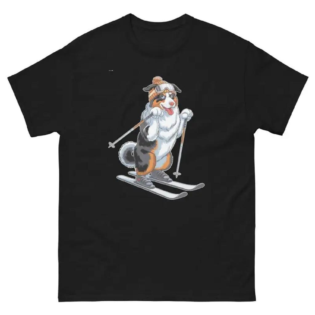 Australian Shepherd Dog Skiing Fun Ski Skier T Shirt