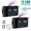 Розетка автомобильного зарядного устройства 12В-24В PD 30Вт и QC 3.0 18Вт USB C с двумя портами, панель гнезда быстрой зарядки с кнопочным переключателем для RV, лодки, автомобиля