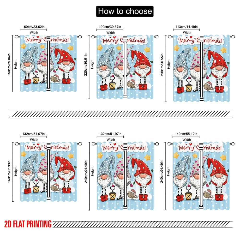 2 шт., 2D плоская печать Занавеска Популярное трио гномов Праздничный Универсальный 100% полиэстер (без стержня) Уличные украшения Ldeal для