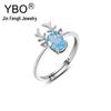 Elegant S925 Silver Antler Ring with Natural Topaz - Perfect Christmas Gift for Women
