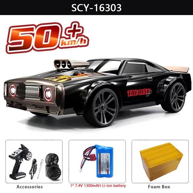 Новый полноразмерный фонарь 1:16 4WD высокоскоростная модель дрифт-кара с дистанционным управлением 50 км/ч американская игрушечная машина для мальчиков 4WD сильная светодиодная гоночная модель автомобиля в подарок