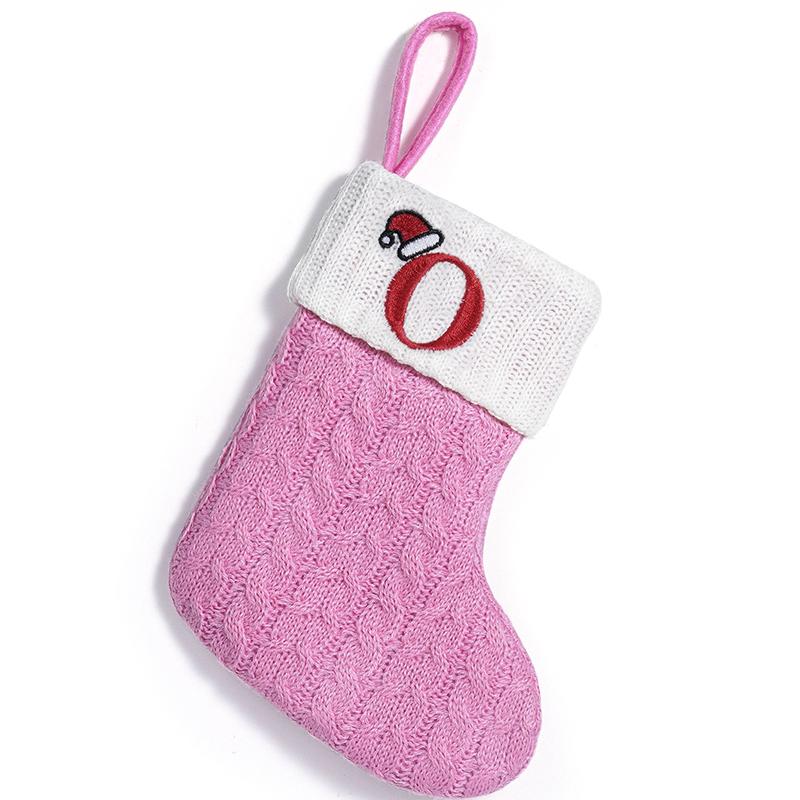 3d Pendant Gift Bag Letter Embroidered Gift Pendant Christmas Tree Decoration Pink Christmas Socks