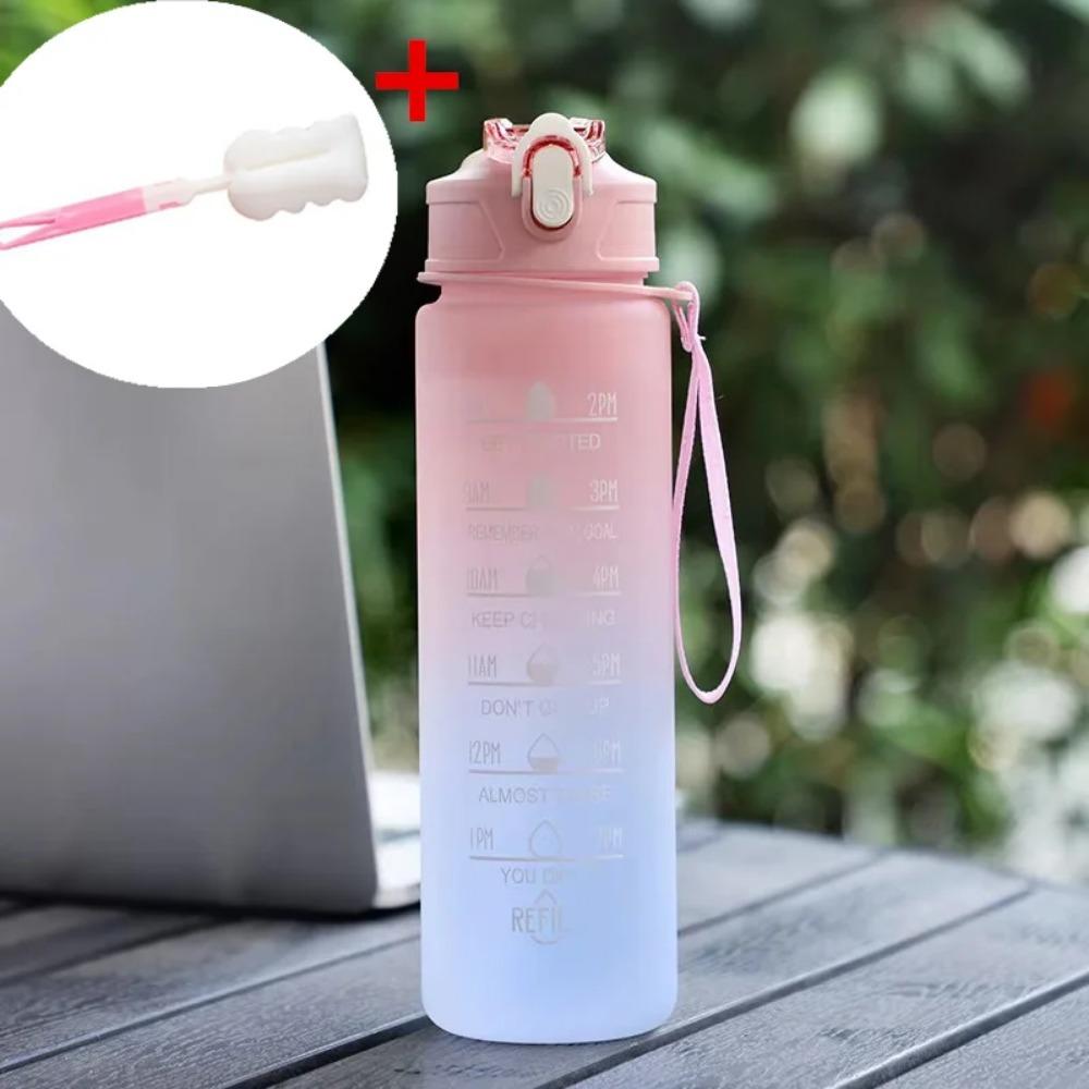 900ML Sports Water Bottle with Time Marker Leak-proof Cup Motivational Portable Water Bottle for Outdoor Sport Fitness BPA Free