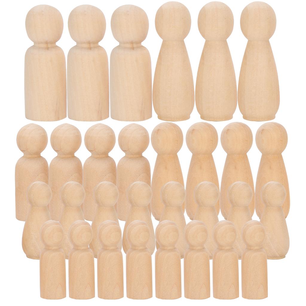 30 шт. деревянных кукольных тел с колышками, натуральные незаконченные фигуры людей, сделай сам, живопись, искусство, ремесла JM01791