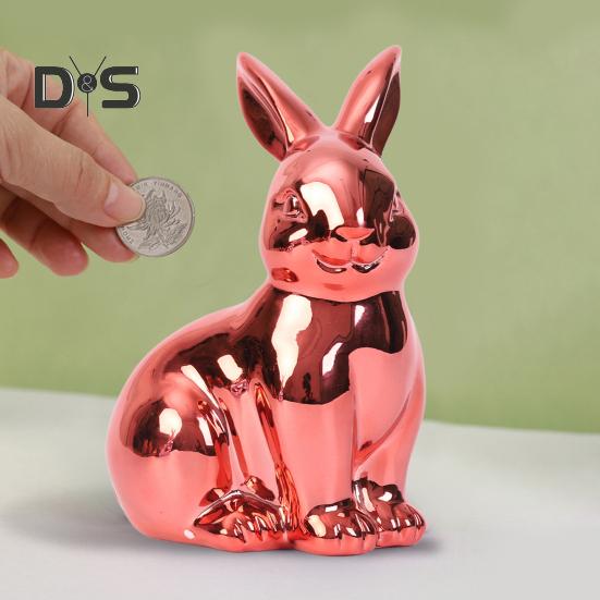 Пасхальный кролик, блестящая статуэтка кролика, копилка, винтажная скульптура кролика для домашнего офиса, декор стола, принадлежности для весенней вечеринки