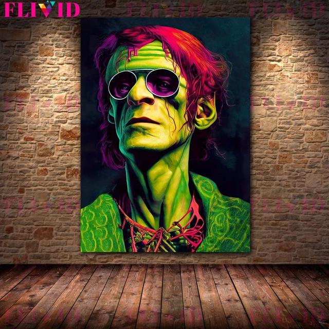 Хэллоуин Тыква Арт Принт Скелет Монстр и Призрак Стена Искусства Картина Маслом Готический Темный Языческий Плакат