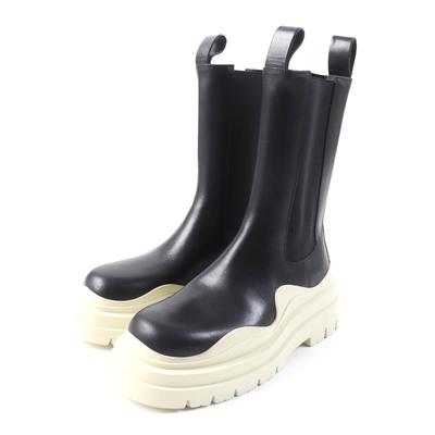 Отличные короткие ботинки BOTTEGAVENETA Tire Chelsea Boots Черно-белая кожа 38 Б/У