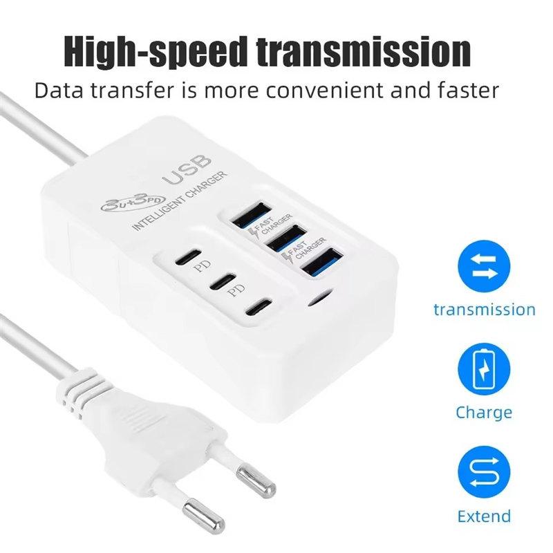 35 Вт многопортовый USB-удлинитель зарядное устройство для быстрой зарядки зарядное устройство с сетевой вилкой адаптер для мобильных телефонов EU US Plug Type C зарядные устройства