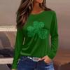 Женская модная повседневная свободная футболка с разрезом и круглым вырезом с длинным рукавом с принтом, женский топ