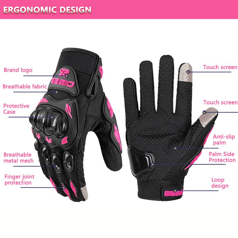 Summer Lady Pink Motorcycle Cycling Gloves Touchscreen Motocross Glove ATV MTB Mesh Breathable Motorbike Glove Wear-resistant