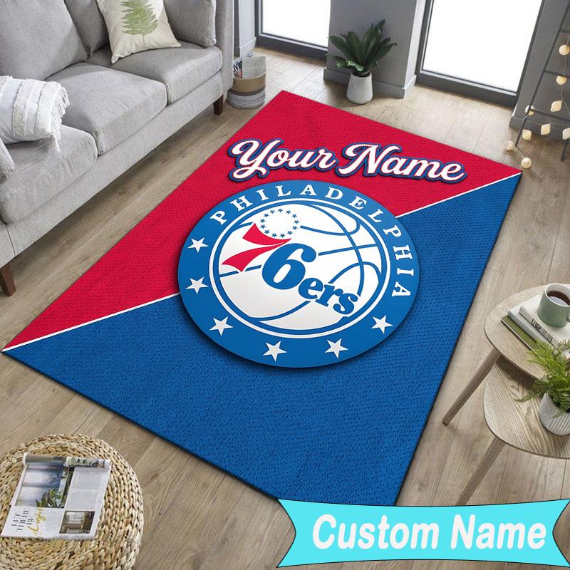 Custom Name76ers Basketball Team Carpet, Indoor Rug, Chair Rug, Living Rooms, Doormat Made From Polyester Home Decor Birthday Christmas Gifts