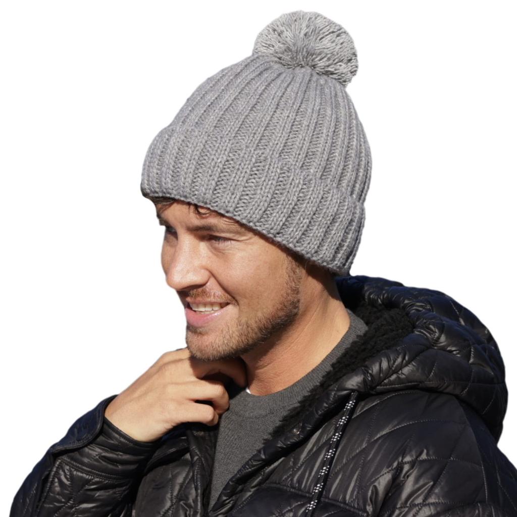 Jack - Light Gray Men' Cap, Rib, Cuff and Pompom