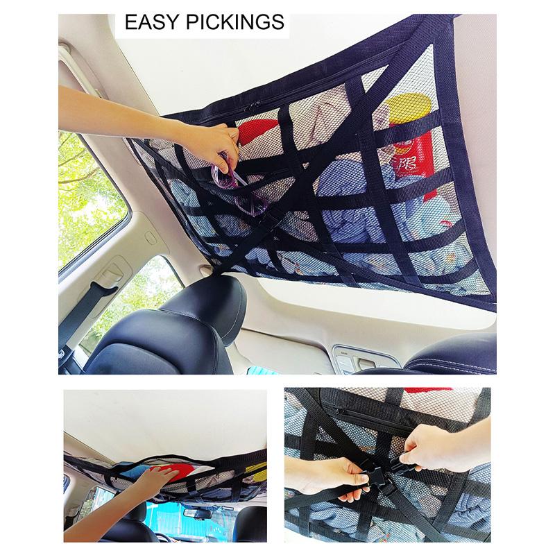 Потолок автомобиля, грузовая сетка, прочный несущий органайзер для хранения на крыше автомобиля, карманная сетка, автомобильные аксессуары для кемпинга, потолочное хранилище