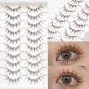 10 Pairs Natural Look Manga Lashes Japanese Cosplay Faux Mink Lashes  for Women