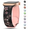Floral Engraved Strap For Apple Watch Band 46mm 49mm 45mm 44mm 42mm 41mm 40mm 38mm Silicone Sport Bracelet iWatch Series 10 SE 9 8 7 6 Ultra 2