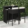 VidaXL 3-piece Garden Bar Set and Cushions Wicker Resin Black