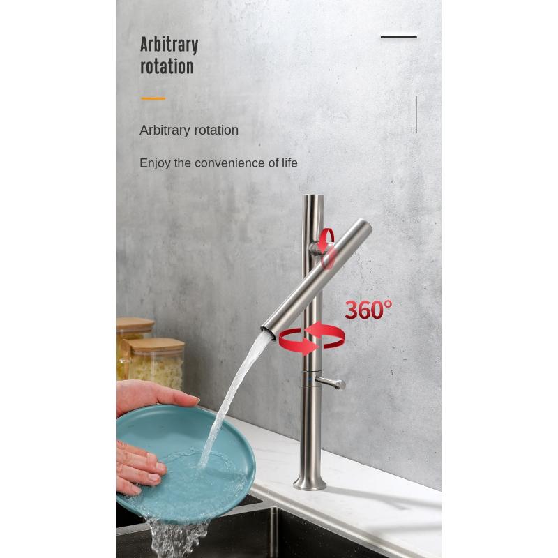 Смеситель для кухни из нержавеющей стали, смеситель для кухонной раковины с двойным управлением, матовый, для холодной и горячей воды, смеситель для раковины с овощами