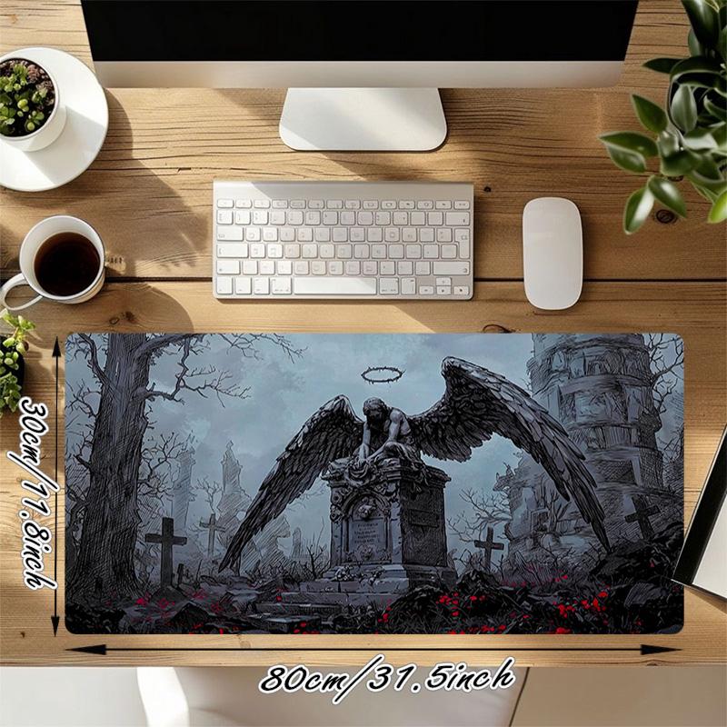Игровой коврик для мыши Angel Grave XL, нескользящая резиновая основа, прошитый край, водонепроницаемый коврик для стола, для ПК, ноутбука, геймера, офиса, компьютерные аксессуары C929479