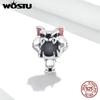 WOSTU 925 Sterling Silver Charm Fairy Forest Wolf Girl Bead Handheld Game Manicure Pendant Fit Original Bracelet DIY Jewelry