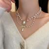 Elegant Imitation Pearl Heart Necklace Vintage Chain Collar Choker Necklace For Women Personality Pendant Wedding Jewelry