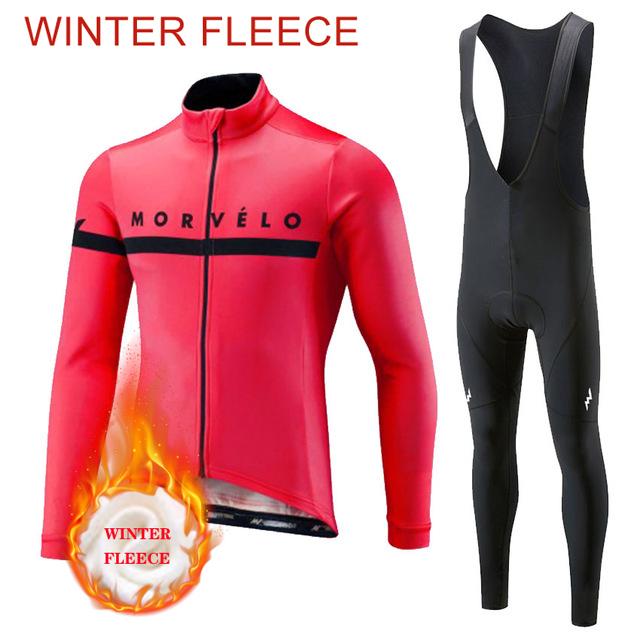 Winter Warm Cycling Clothing Set Men's Cycling Outfit Set Mountain Bike Jersey Clothes Thermal Fleece Clothing Sportswear Bicycle Tricuta Bib