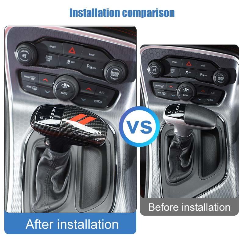 Gear Shift Panel Cover For Dodge Charger Gear Lever Protective Sticker For Dodge Challenger 2015 Up For Durango 2018 Up ABS Carbon Fiber Accessories