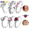 Original 925 Sterling Silver Rings For Women Crown Love Heart Sun Moon Engagement Wedding Pink Bow Ring Luxury Jewelry