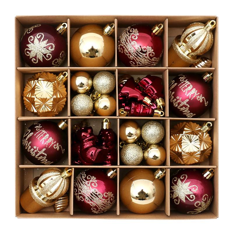 Christmas Ornaments Set 42pcs Red Gold Painted Balls Tree Hanging Decorations