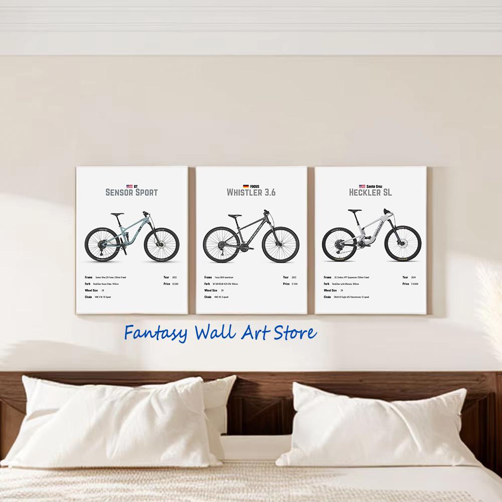 Роскошный горный велосипед Знаменитый велосипед Параметр Минималистичный постер Холст Живопись Настенные картины Декор для дома Комнаты Подарки для любителей велосипедов