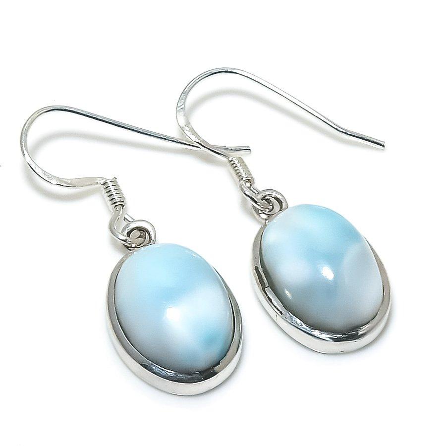 Серьги ручной работы из чистого серебра 925 пробы с драгоценным камнем Natural Republic Ларимар 1,25 дюйма u2g70