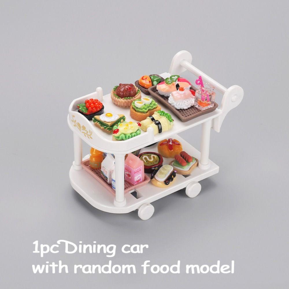 С моделью еды тележки для кукольного домика с едойМини-еда и игровая тележка для еды аксессуары для кукольного домика