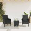 VidaXL Bistro Set with Cushions 3pcs Black Wicker Glass, Garden Bistro Set, Balcony Set, 3278740