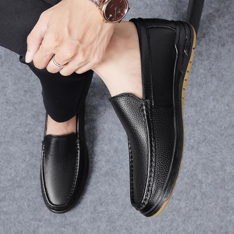 Модные повседневные мужские мокасины без застежек из натуральной кожи, роскошные брендовые формальные мокасины без застежек, мокасины итальянские черные мужские туфли для вождения на плоской подошве
