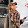 Женский кашемировый шарф в корейском стиле, похожий на флис, осенне-зимний, высококачественная теплая шаль, милый универсальный клетчатый утеплитель для шеи