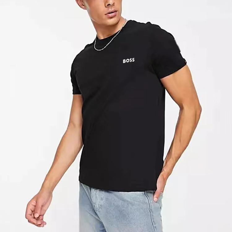 HUGO BOSS T-Shirts Men's Black Crew Neck Moderate Straight Fit 50485060-002