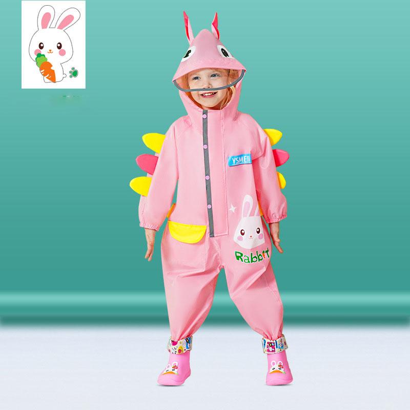 Мультяшный дождевой комбинезон с капюшоном для маленьких девочек, спортивный комбинезон для улицы для мальчиков, водонепроницаемые цельные детские штаны, пляжные детские брюки