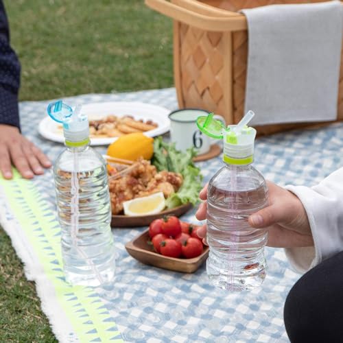 Strix Design Pocket Straws, Set of 3, Made in Japan, Adjustable Joint, Replacement Straw Included, Blue, One-Handed Opening, One-Touch Opening for Pla