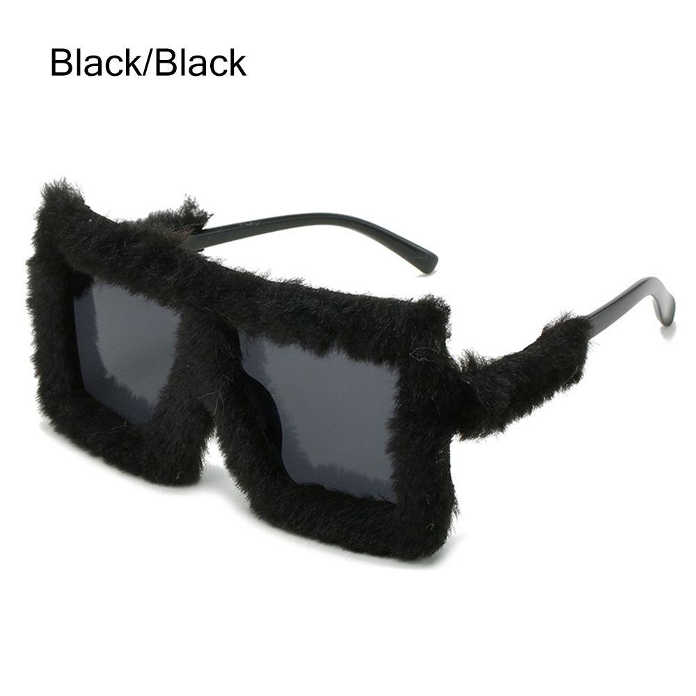 UV400 Square Frame Ladies Shades Plush Sunglasses Ladies Sexy Shades Punk Sun Glasses Soft Fur