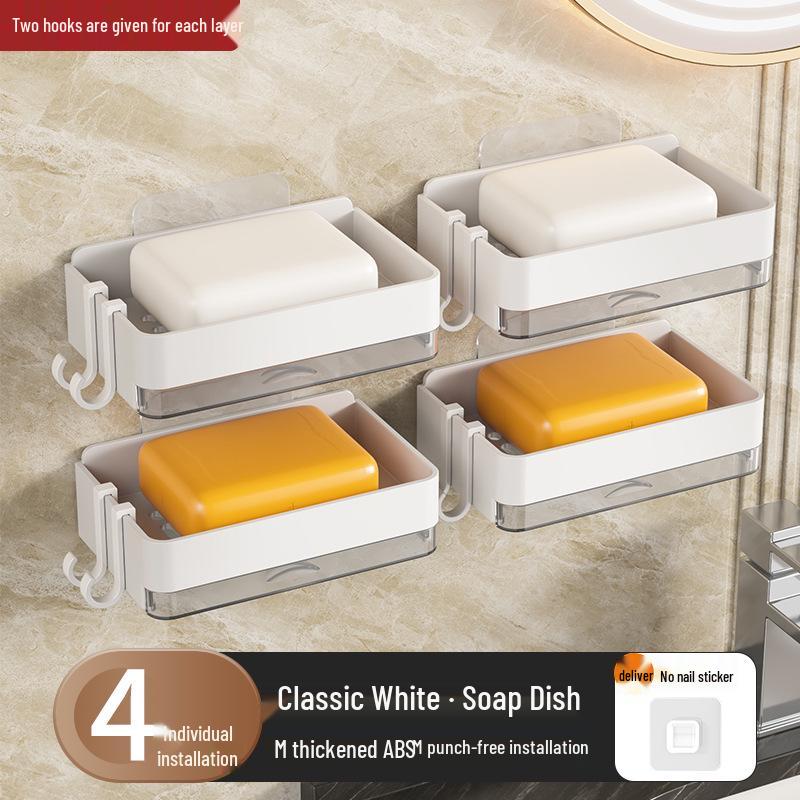 Wall-Mounted Double-Layer Soap Dish and Bathroom Rack - Punch-Free Drainable Design