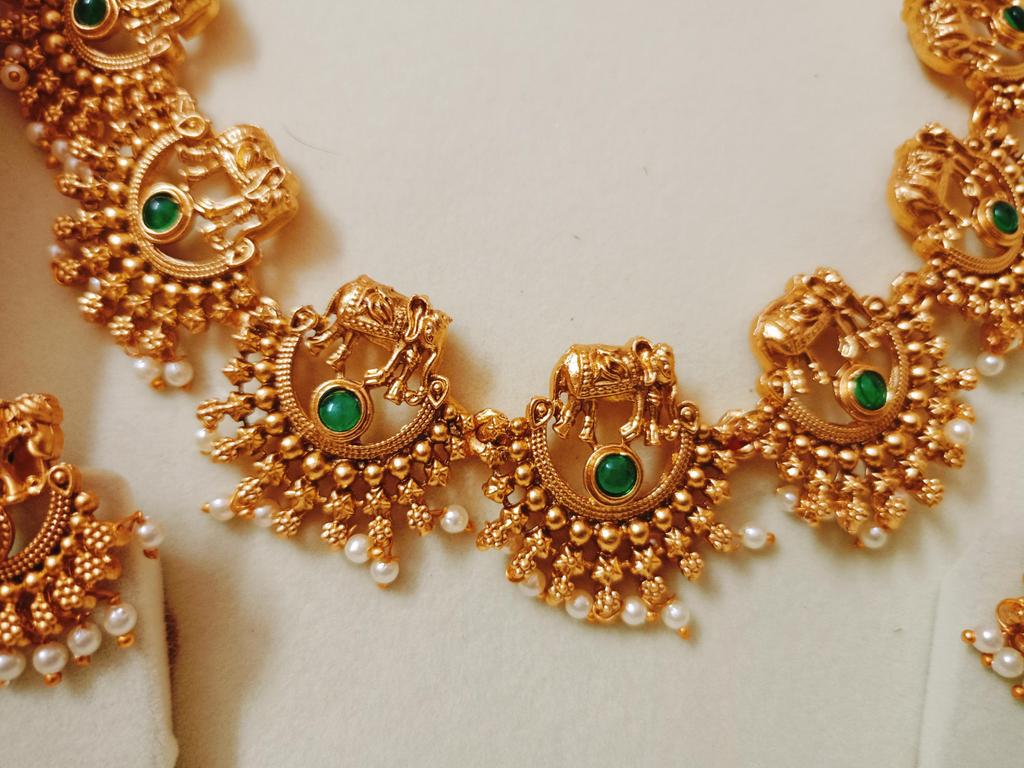 Болливудские позолоченные традиционные южноиндийские храмовые свадебные украшения/комплект украшений
