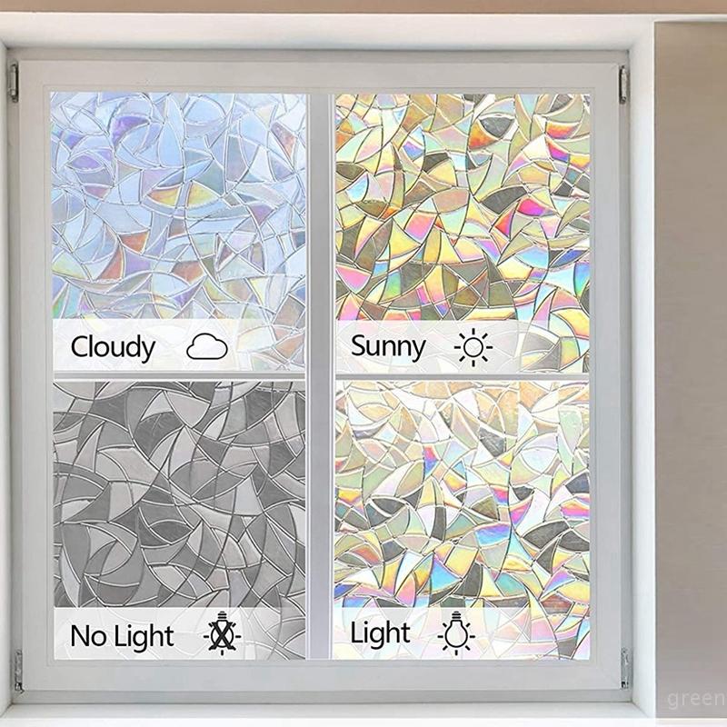3D Радужная оконная пленка, витражное стекло, виниловая самоклеящаяся пленка, наклейки для окон домашнего офиса, анти-УФ-отражающее украшение