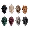 Women Draped Shawl Adjustable Crossover Front Lightweight Soft Warm Shawl Scarf Cape Cardigan Solid Color Knitting Shawl
