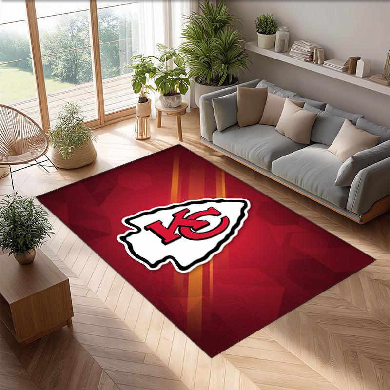Kansas City Chiefs Crystal Velvet Carpet Soft Anti?Slip Floor Mat Comfortable Home Living Room Bedroom Decor Rug